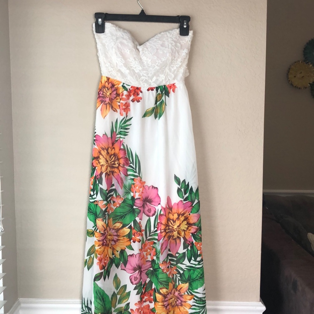A strapless dress